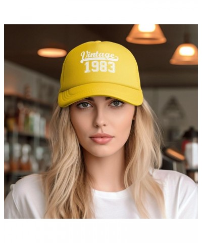 Funny Vintage 1983 40th Birthday Gifts Trucker Hat Women Mesh Baseball Cap Cowboy Hat Men Dad Hat Snapback Hat Black Yellow $...