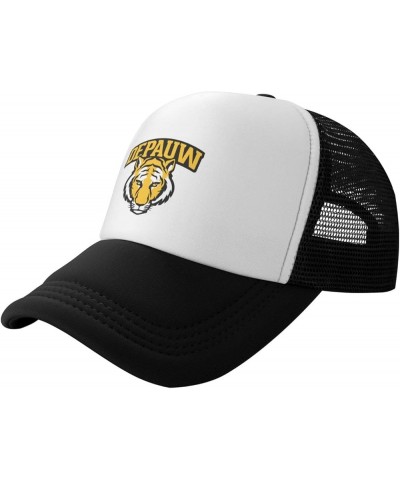 DePauw University Logo Trucker Hats for Both Men and Women - Mesh Baseball Snapback Hats Black $9.67 Baseball Caps