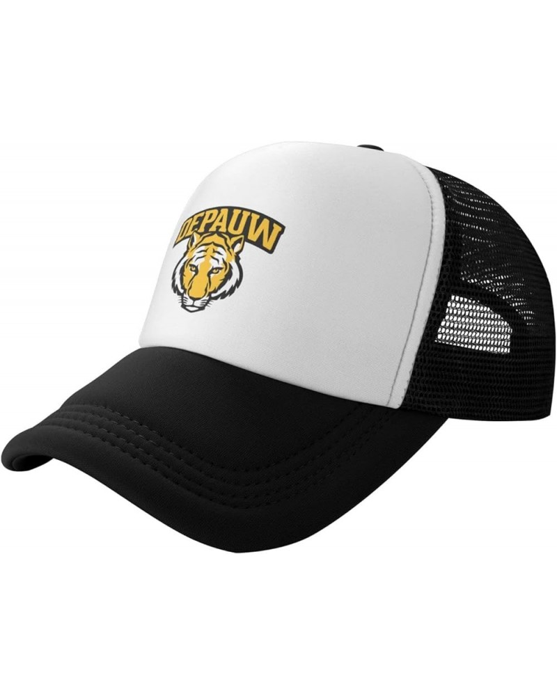 DePauw University Logo Trucker Hats for Both Men and Women - Mesh Baseball Snapback Hats Black $9.67 Baseball Caps