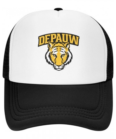 DePauw University Logo Trucker Hats for Both Men and Women - Mesh Baseball Snapback Hats Black $9.67 Baseball Caps