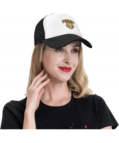 DePauw University Logo Trucker Hats for Both Men and Women - Mesh Baseball Snapback Hats Black $9.67 Baseball Caps