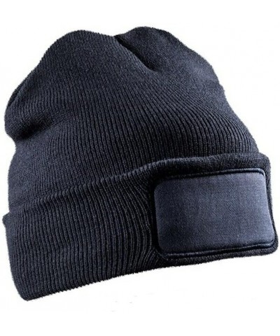 Unisex Adult Double Knit Beanie Black $8.42 Skullies & Beanies