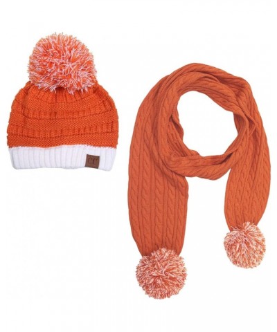 Exclusive University College School Team Color Pom Pom Skully Beanie Hat Cap 2pc Orange/White $13.50 Skullies & Beanies