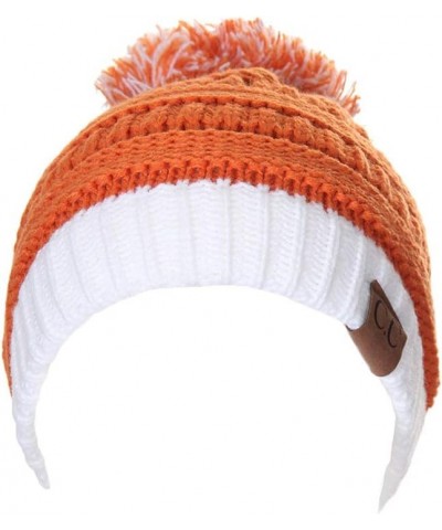 Exclusive University College School Team Color Pom Pom Skully Beanie Hat Cap 2pc Orange/White $13.50 Skullies & Beanies