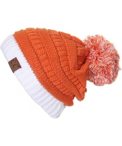 Exclusive University College School Team Color Pom Pom Skully Beanie Hat Cap 2pc Orange/White $13.50 Skullies & Beanies