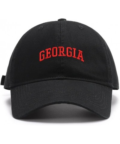 Men's Baseball Caps Embroidered Georgia - GA Washed Cotton Vintage Caps Black $11.84 Baseball Caps