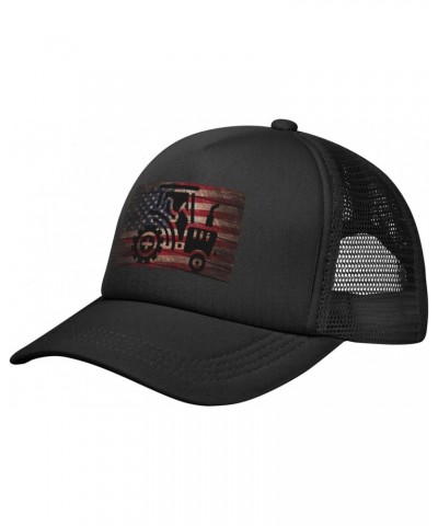 Vintage American Flag Farming Tractor Baseball Cap Adjustable Casual Mesh Hats Duck Tongue Hat for Men Women6 Black $9.00 Bas...