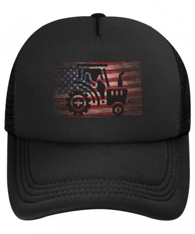 Vintage American Flag Farming Tractor Baseball Cap Adjustable Casual Mesh Hats Duck Tongue Hat for Men Women6 Black $9.00 Bas...