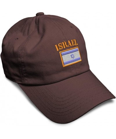 Soft Baseball Cap Israel Flag Embroidery Flags World Cup Soccer Cotton Embroidered Dad Hats for Men & Women Brown Design Only...