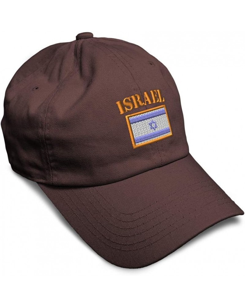 Soft Baseball Cap Israel Flag Embroidery Flags World Cup Soccer Cotton Embroidered Dad Hats for Men & Women Brown Design Only...