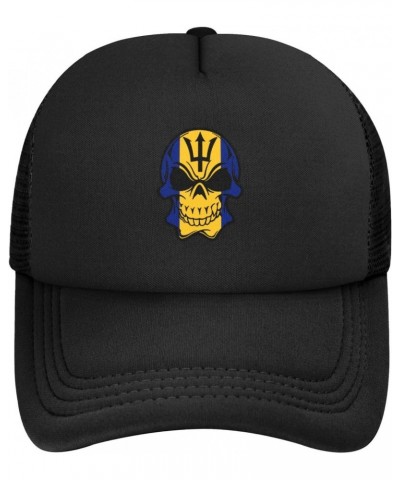 Skull Barbados Flag Baseball Cap Adjustable Casual Mesh Hats Duck Tongue Hat for Men Women5 Black $12.08 Baseball Caps