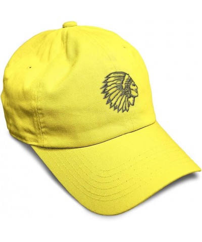 Soft Baseball Cap Indian Chef Head Outline Embroidery Other Characters Twill Cotton Dad Hats for Men & Women Yellow Design On...