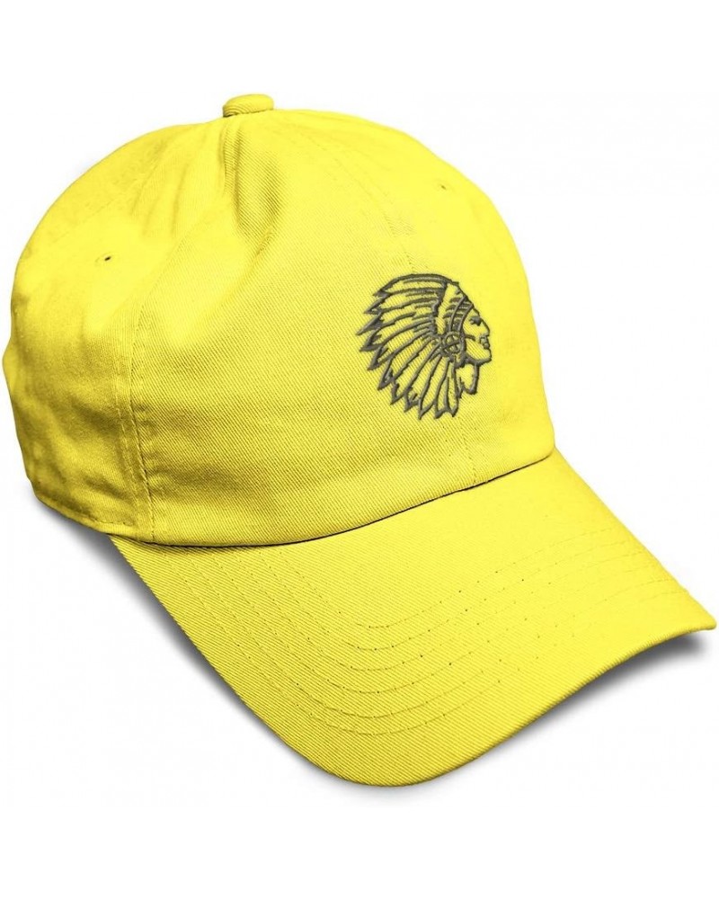 Soft Baseball Cap Indian Chef Head Outline Embroidery Other Characters Twill Cotton Dad Hats for Men & Women Yellow Design On...