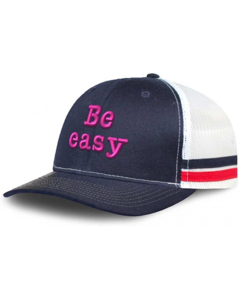 Trucker Hat Baseball Cap Be Easy Cotton Dad Hats for Men & Women Navy White Stripes $12.04 Baseball Caps