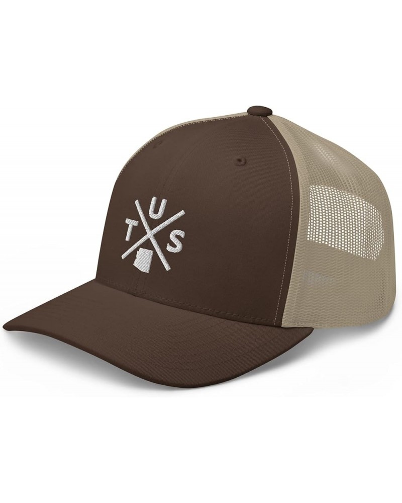 Retro Tucson Trucker Hat Mesh Tus Cross Trucker Cap Brown/ Khaki $15.50 Baseball Caps