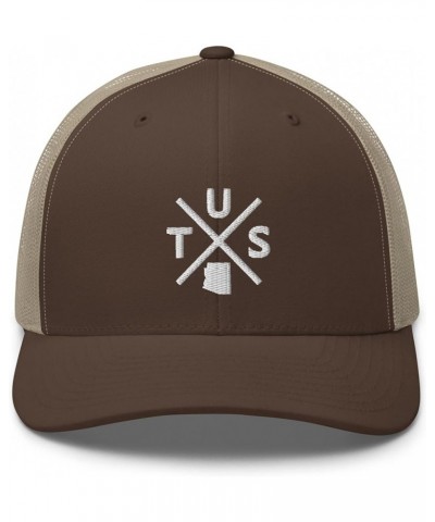 Retro Tucson Trucker Hat Mesh Tus Cross Trucker Cap Brown/ Khaki $15.50 Baseball Caps