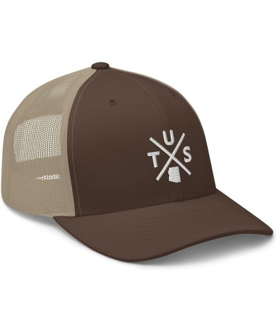 Retro Tucson Trucker Hat Mesh Tus Cross Trucker Cap Brown/ Khaki $15.50 Baseball Caps