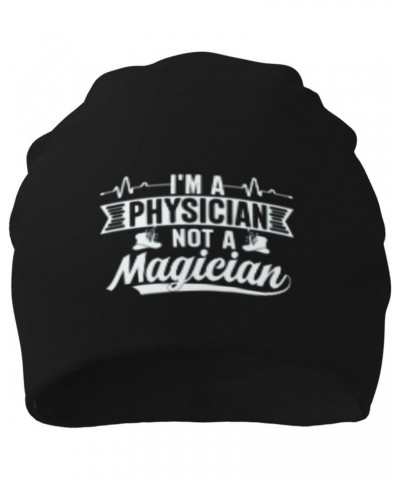 I'm A Physician Not A Magician Beanie Hat for Men Women Warm Soft Polyester Knit Skull Cap Unisex Winter Hat Cuffed Beanie Bl...