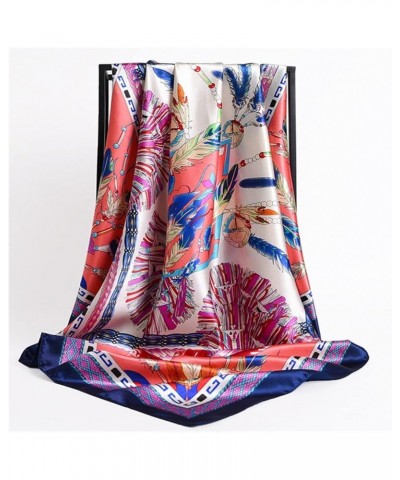 Shawl Scarves for Women Floral Print Satin Silk Hijab Scarf Female Square Kerchief Shawl Head Scarfs for Ladies (Color : Gold...