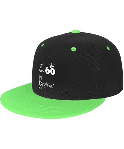 Women's and Men's Baseball Hat I'm 60 Bitches Vintage Dad Hat Adjustable Flat Brim Caps,White Green $9.53 Baseball Caps