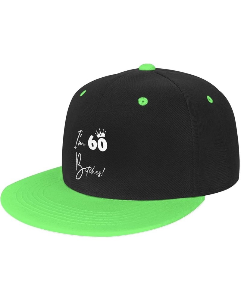 Women's and Men's Baseball Hat I'm 60 Bitches Vintage Dad Hat Adjustable Flat Brim Caps,White Green $9.53 Baseball Caps