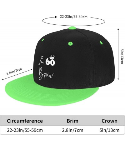 Women's and Men's Baseball Hat I'm 60 Bitches Vintage Dad Hat Adjustable Flat Brim Caps,White Green $9.53 Baseball Caps