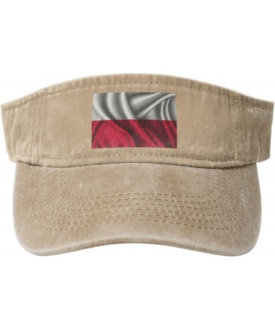 Silk Style Flag of Poland Sun Visor Hats for Women Men Adjustable Sports Sun Hats Cotton Golf Cap Natural $10.93 Visors