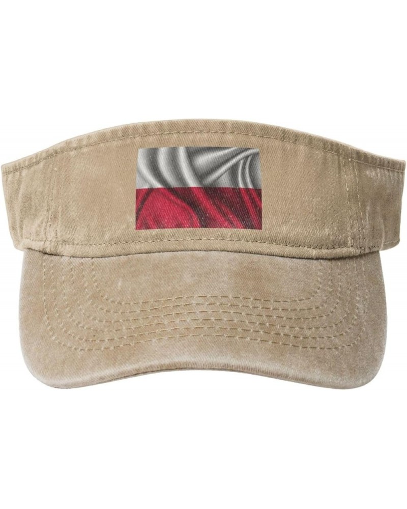 Silk Style Flag of Poland Sun Visor Hats for Women Men Adjustable Sports Sun Hats Cotton Golf Cap Natural $10.93 Visors