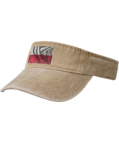 Silk Style Flag of Poland Sun Visor Hats for Women Men Adjustable Sports Sun Hats Cotton Golf Cap Natural $10.93 Visors