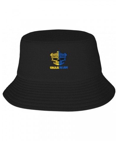 King Skull Ukrainian Flag Bucket Hats Double-Woven for Women Men Adult Fisherman's Hat Sun Cap Packable Outdoor Fisherman Hat...