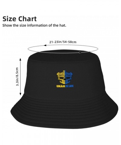 King Skull Ukrainian Flag Bucket Hats Double-Woven for Women Men Adult Fisherman's Hat Sun Cap Packable Outdoor Fisherman Hat...