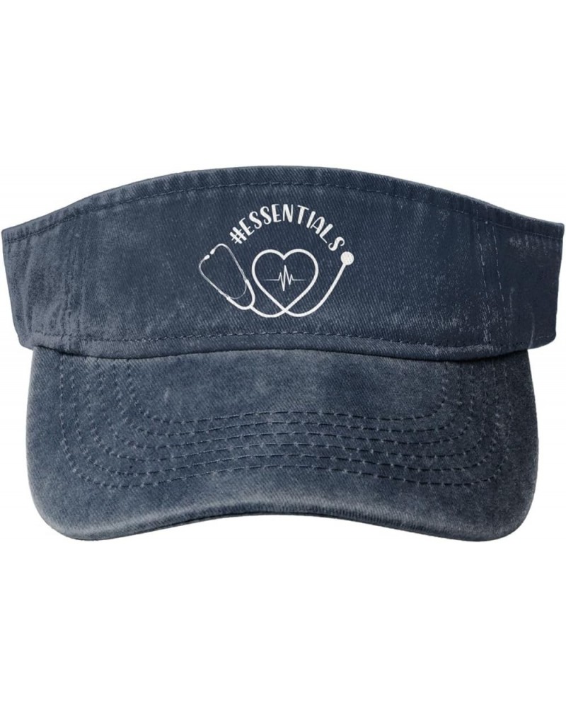 Essentials Sun Hat Sun Visor Hats for Women Men Baseball Cap Golf Hats Navy Blue $10.18 Visors