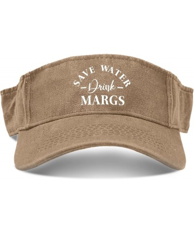 Save Water Drink Margs Hats Visor Hat for Women Visors Uv Protection Uv Protection Hat Pigment Khaki $10.99 Visors