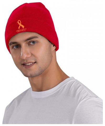 Kidney Cancer Awareness Cozy Knitted Hat for Winter - Warm Comfort Black Red $11.68 Skullies & Beanies