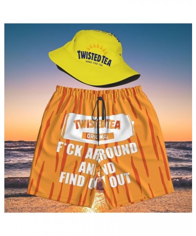 T-Wisted T-Ea Men's Beach Combo: Packable Bucket Hat&Quick Dry Shorts¨CTrendy Print Fisherman Cap & Drawstring Swim Trunks 27...