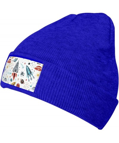 Multifunction Cartoon Rockets Print Knitted Hat Gifts Outdoor Daily Unisexn Beanie Soft Warm,Elastic Blue $10.56 Skullies & B...