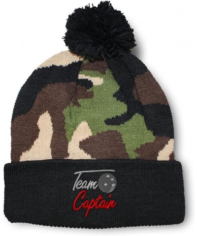 Pom Pom Beanies for Women Bowling Team Captain Embroidery Skull Cap Winter Hats for Men Acrylic 1 Size Camo Design Only $17.8...