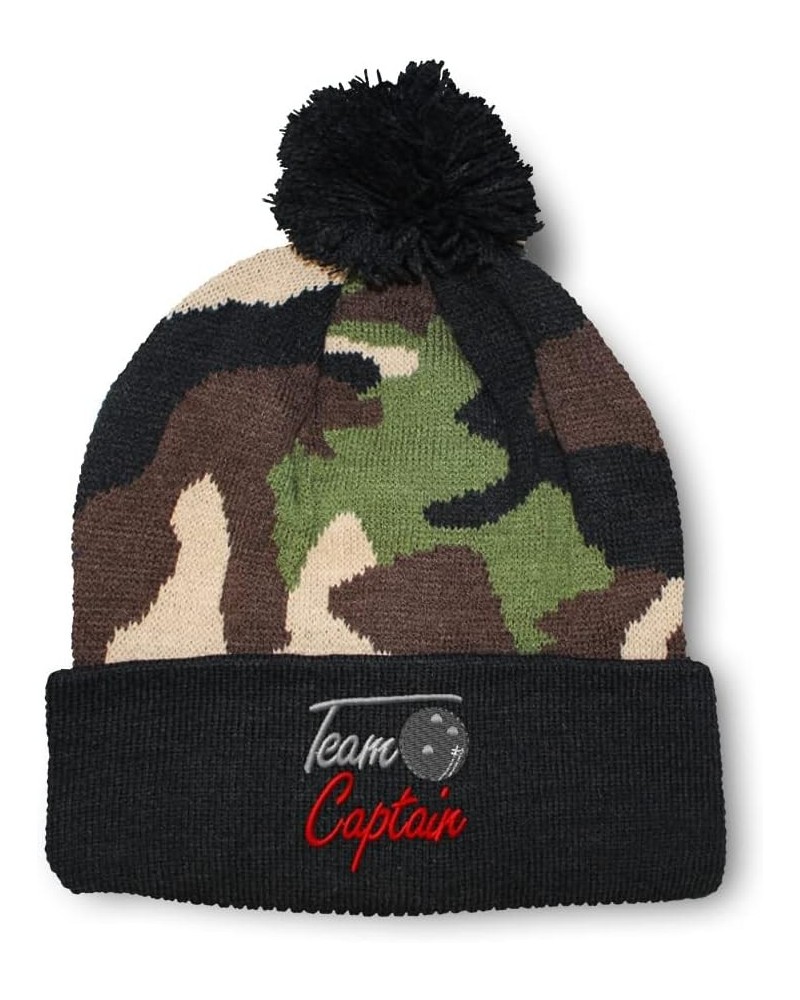 Pom Pom Beanies for Women Bowling Team Captain Embroidery Skull Cap Winter Hats for Men Acrylic 1 Size Camo Design Only $17.8...