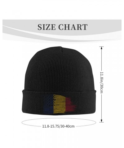 American USA Chad Half Flag Crafted Comfort Premium Yarn Beanies for All Seasons Black $15.52 Skullies & Beanies