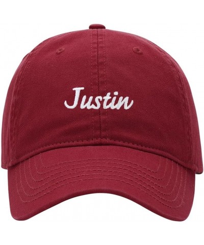 Baseball Cap Men Women Name Justin Gift Embroidered Unisex Classic Adjustable Strapback Dad Hat Red $12.16 Baseball Caps