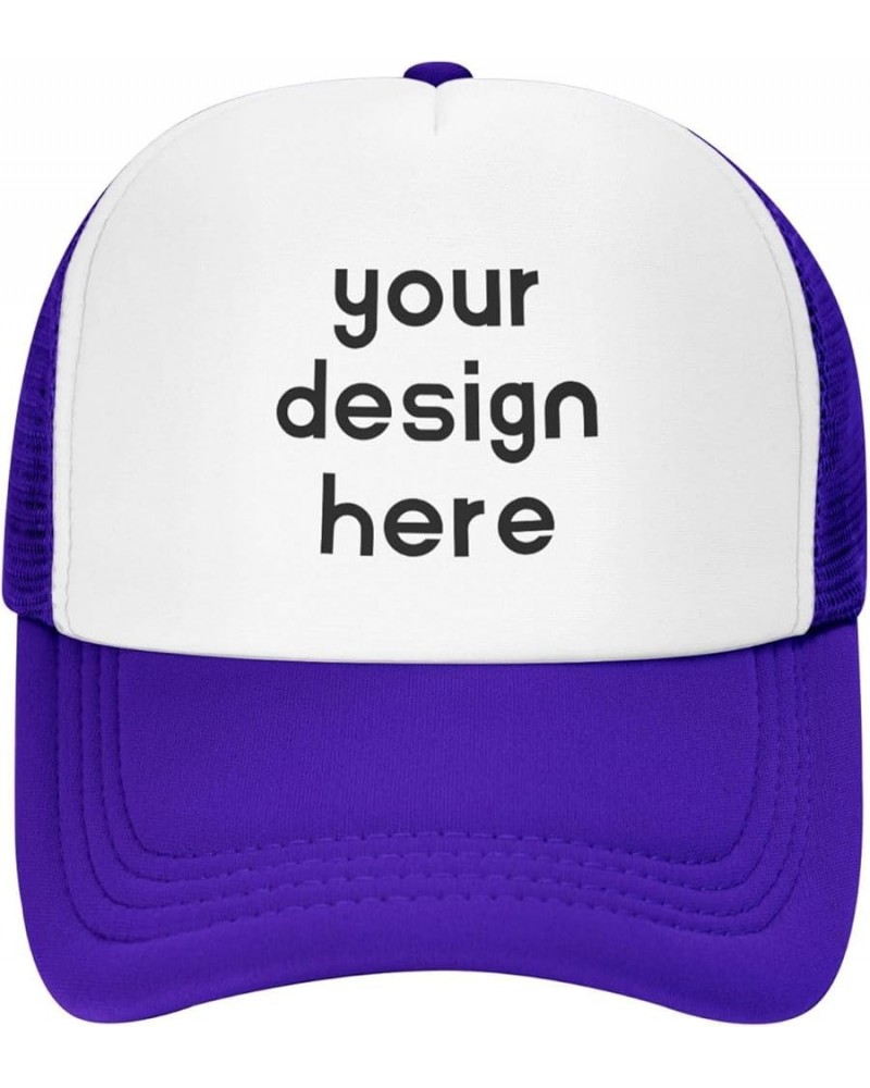 Custom Hats Design Your Own Text Name Image Photo Trucker Hats Purple $6.94 Baseball Caps