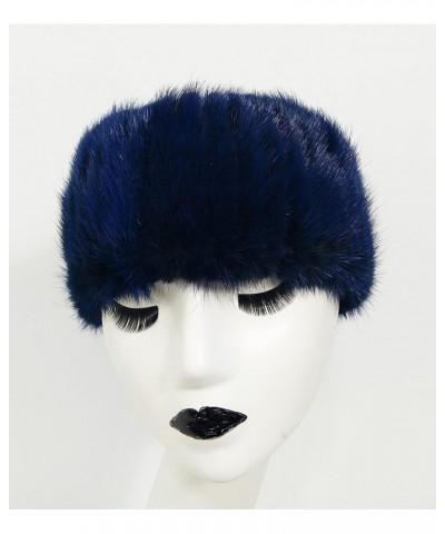 Real Mink Fur 23'' Knitted Headband/Neck Warmer Navy Stripes $39.10 Cold Weather Headbands