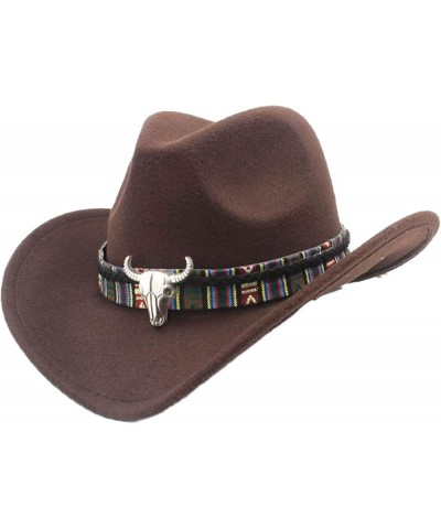 Fedora Hats for Men Ethnic Style Western Cowboy Hat Women's Wool Jazz Woolen Cloth Outdoor for Summer Winter Coffee $23.54 Fe...