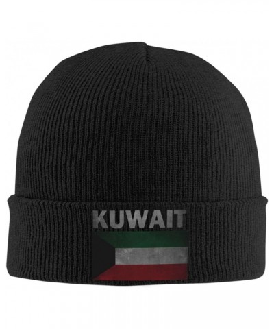 Vintage Kuwait Flag Crafted Comfort Premium Yarn Beanies for All Seasons Black $11.51 Skullies & Beanies