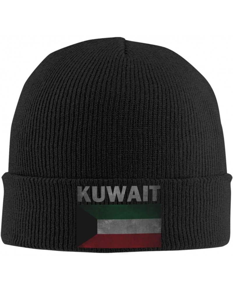 Vintage Kuwait Flag Crafted Comfort Premium Yarn Beanies for All Seasons Black $11.51 Skullies & Beanies