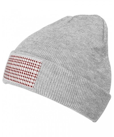 Red White Checkered Trendy Adult Knitted Hat,Unisex Beanie Cap,Perfect Casual Hat for All Occasions $14.20 Skullies & Beanies