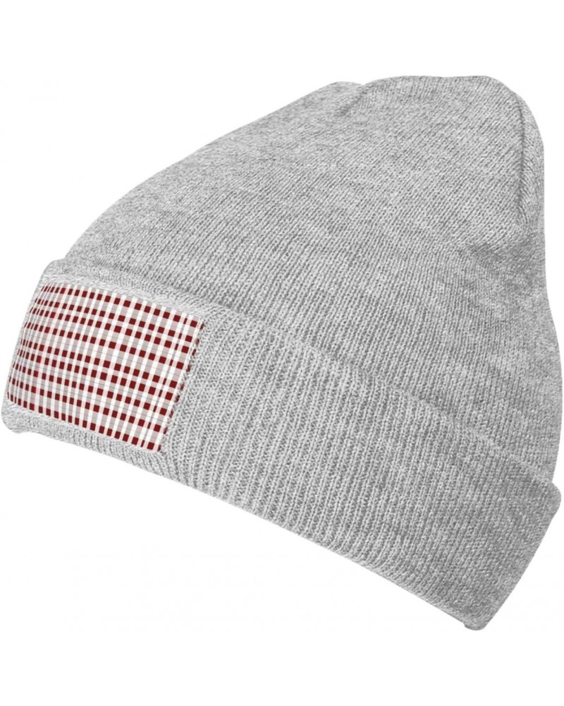 Red White Checkered Trendy Adult Knitted Hat,Unisex Beanie Cap,Perfect Casual Hat for All Occasions $14.20 Skullies & Beanies