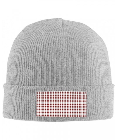 Red White Checkered Trendy Adult Knitted Hat,Unisex Beanie Cap,Perfect Casual Hat for All Occasions $14.20 Skullies & Beanies