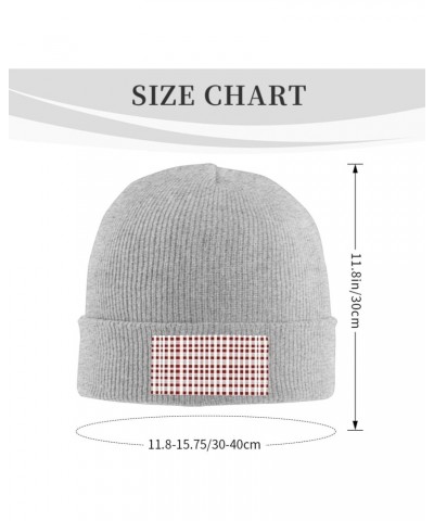 Red White Checkered Trendy Adult Knitted Hat,Unisex Beanie Cap,Perfect Casual Hat for All Occasions $14.20 Skullies & Beanies