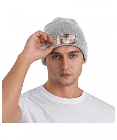 Red White Checkered Trendy Adult Knitted Hat,Unisex Beanie Cap,Perfect Casual Hat for All Occasions $14.20 Skullies & Beanies